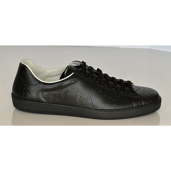 Gucci Men’s GG Embossed Leather Black Sneakers 15.5 US (15 Gucci) 625787 IT NIB - Picture 16 of 16